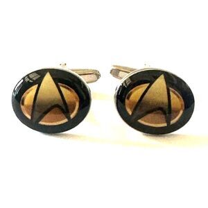 Star Trek Starfleet Delta Shield Cufflinks — Gold & Black Oval